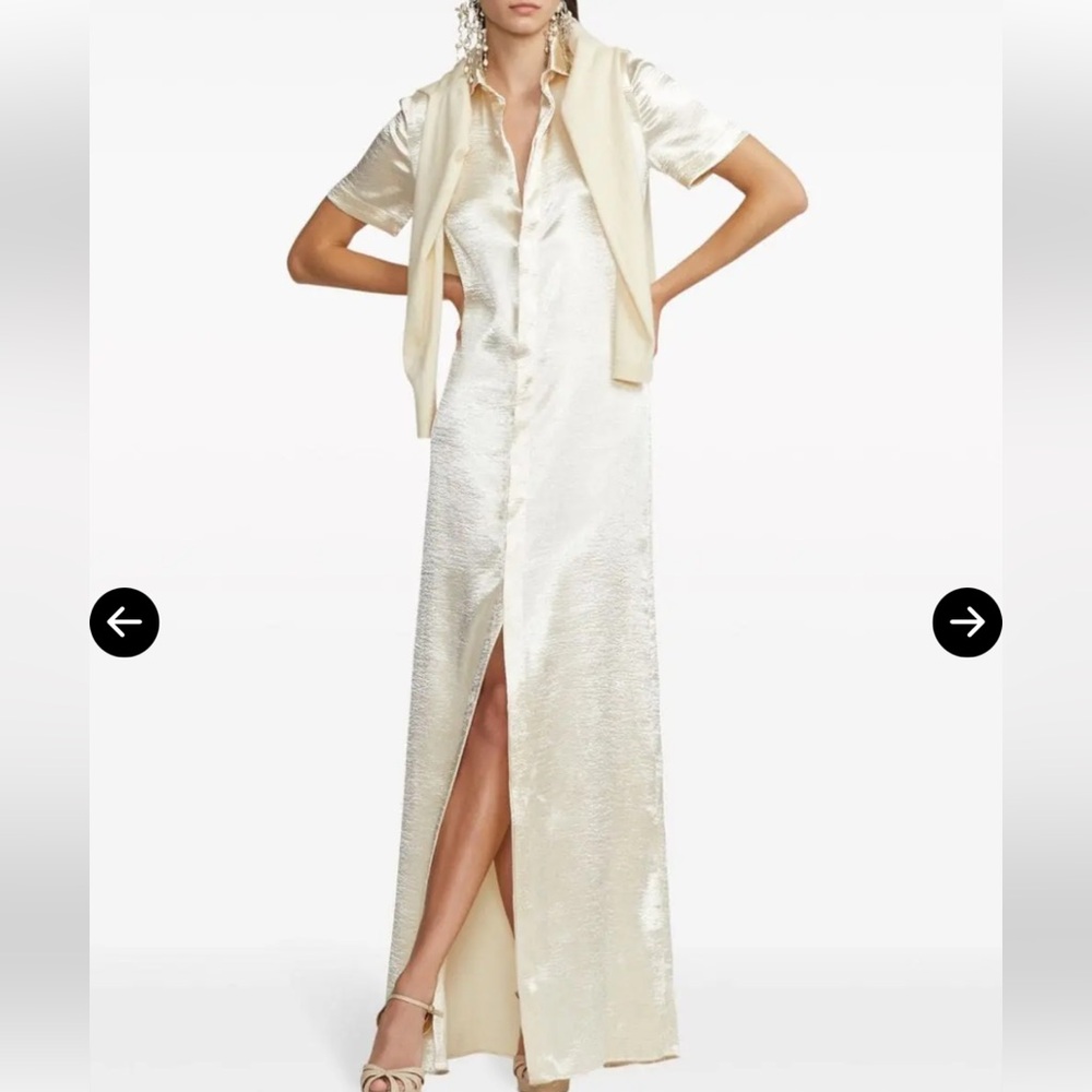 Ralph Lauren Symon hammered satin maxi dress sz 8